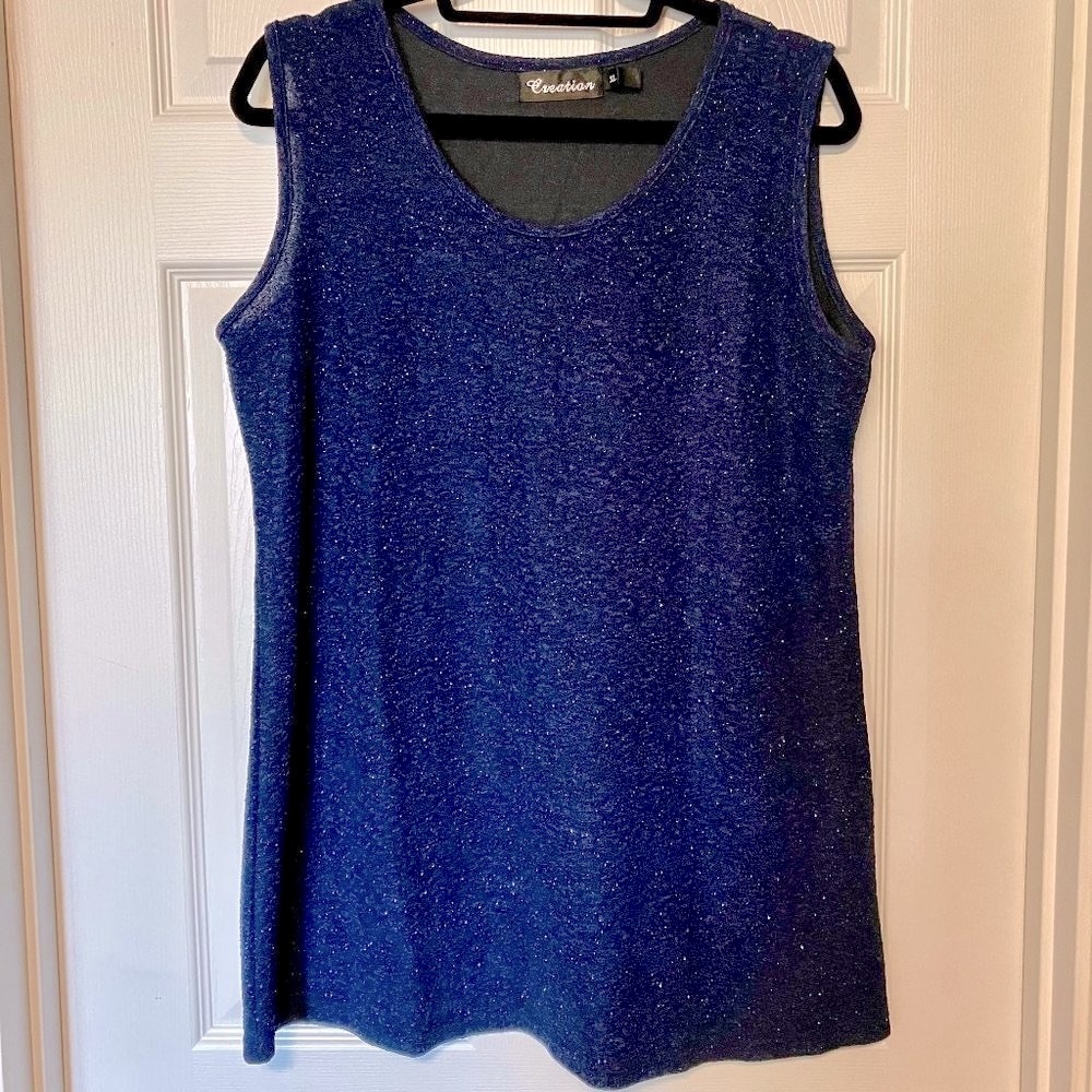 ⭐️2/$20⭐️ Sparkly sleeveless top, navy blue, perfect for any occasion, XL